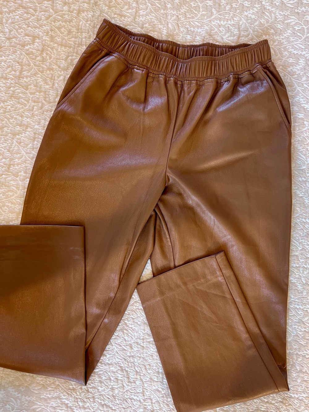 The Reset R Label Brown Faux Leather Straight Leg Pants